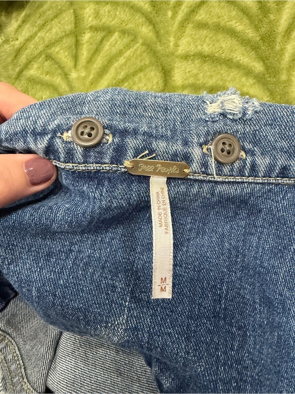 Free People Blue Denim Jacket with Gray Buttons - Picture 3 of 6